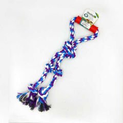 Euro Dog Tutamaçlı Beş Düğümlü Diş Kaşıma İpi Köpek Oyuncağı Kırmızı/Mavi 40 Cm