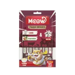 Moow Kuzu Etli Sebzeli ve Keçi Sütlü Yetişkin Sıvı Kedi Ödül Maması 6x12 Gr