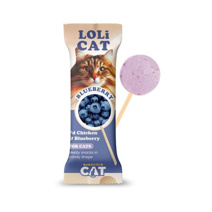 EuroGold Cat LoliCat Kediler İçin Tavuklu Yaban Mersinli Lolipop 15'li
