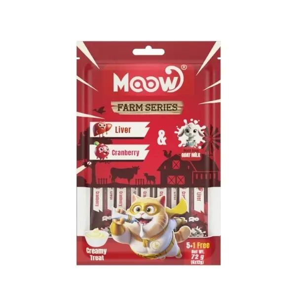 Moow Ciğerli Kızılcıklı ve Keçi Sütlü Yetişkin Sıvı Kedi Ödül Maması 1 Adet 6x12 Gr