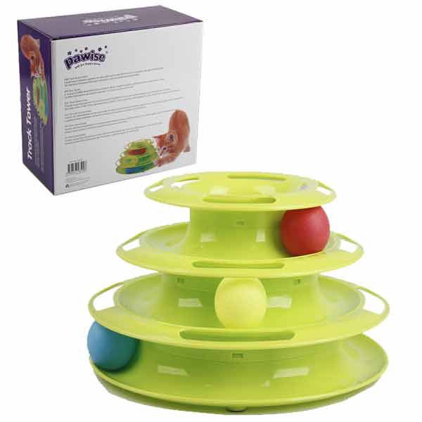 Pawise 3 Katlı Plastik Kedi Oyuncağı Yeşil