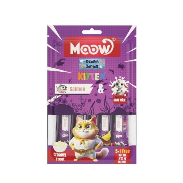 Moow Somonlu ve Keçi Sütlü Yavru Sıvı Kedi Ödül Maması 6x12 Gr