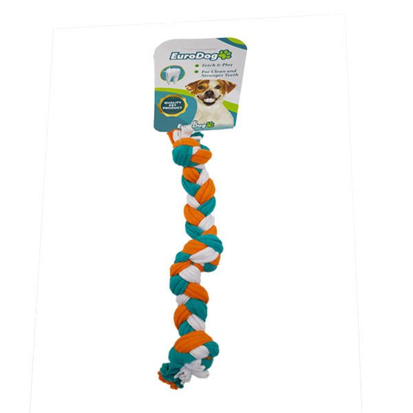 Euro Dog Köpek Diş Kaşıma İpi 3 Düğümlü Turuncu/Yeşil/Beyaz 25 Cm