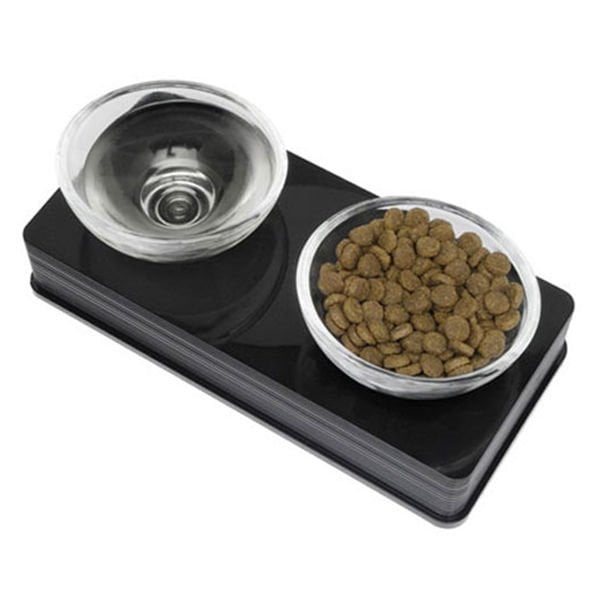 Catit Cam Kaseli Mama ve Su Kabı Siyah 2x200 Ml