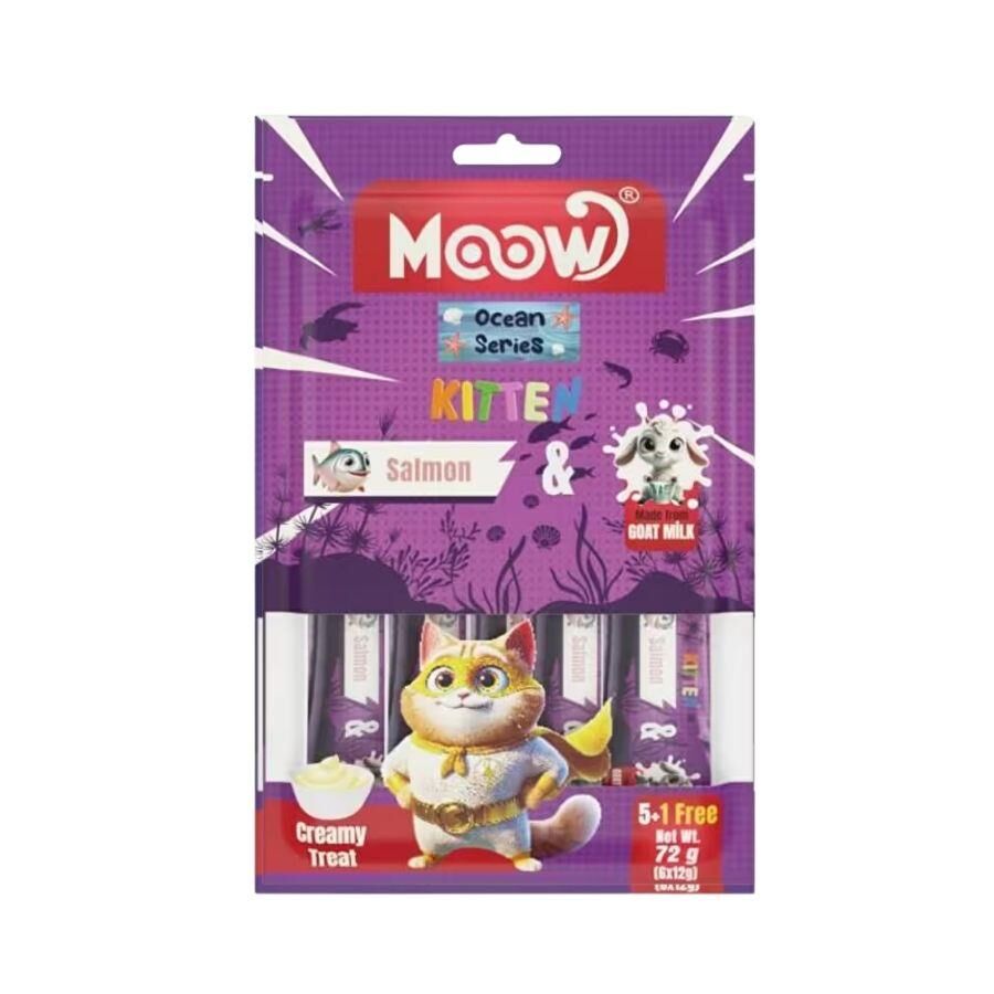Moow Creamy Somonlu ve Keçi Sütlü Sıvı Krema Yavru Kedi Ödülü 6x12 gr