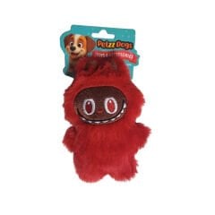 PetzzDogs Labubu Peluş Köpek Çiğneme Oyuncağı Kırmızı 16x10 Cm
