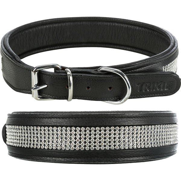 Trixie Deri Üzeri Taşlı Köpek Boyun Tasması Siyah Xlarge 40x57-66 Cm