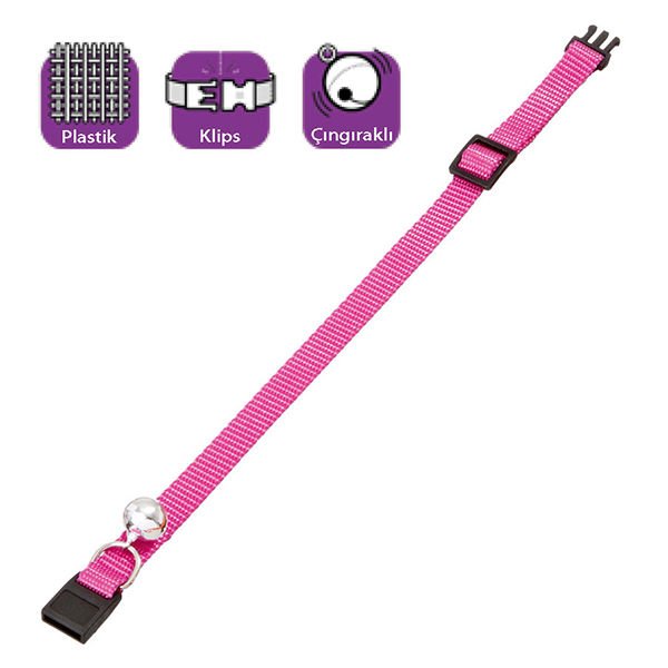 Karlie Çıngıraklı Kedi Boyun Tasması Pembe 10 Mm 20-30 Cm