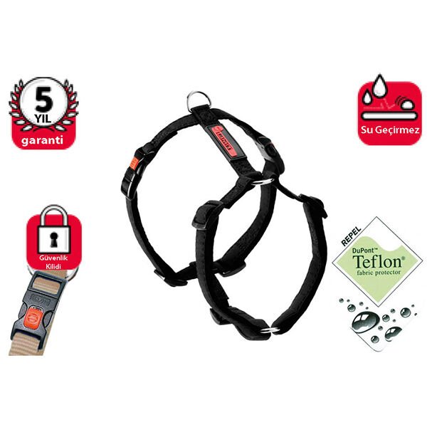 Karlie Teflon Kilitli Köpek Göğüs Tasması Medium Siyah 45-70 Cm