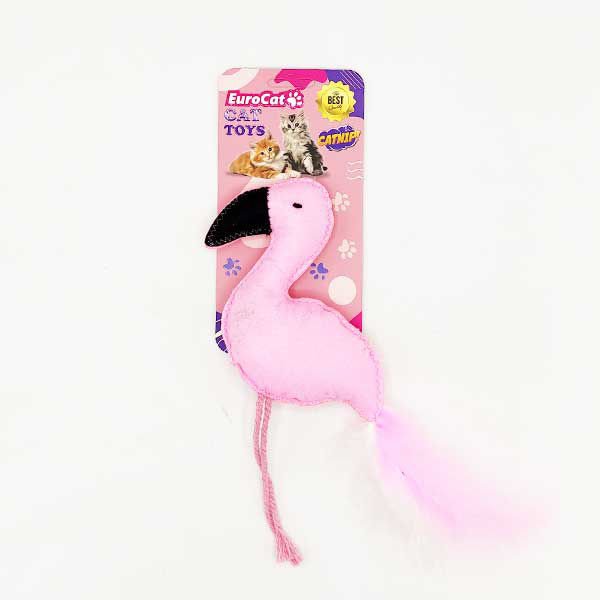 Euro Cat Toys Peluş Filamingo Kedi Oyuncağı Pembe/Siyah