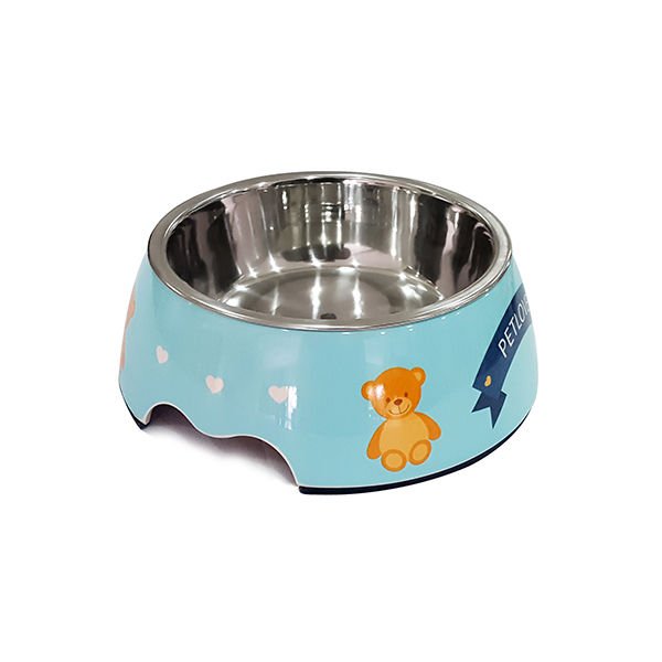 Pet Loves Melamin Kedi ve Köpek Mama ve Su Kabı Ayıcık Desenli 350 Ml 17.5x17x6 Cm