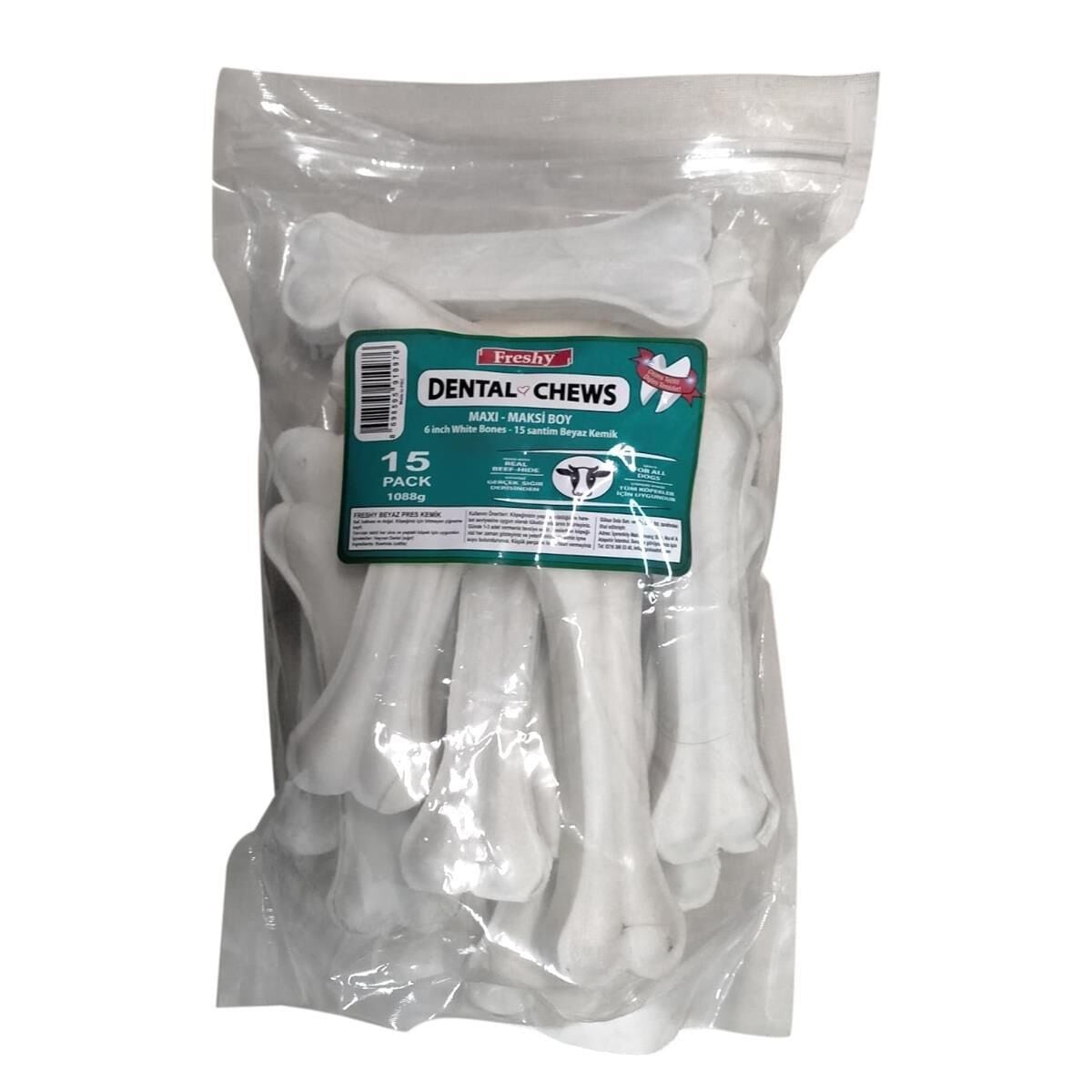 Freshy Köpekler İçin Beyaz Dental Kemik 15 cm 15 Adet