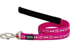 Red Dingo Length Bone Yard Desenli Köpek Uzatma Tasması Pembe 25 Mm
