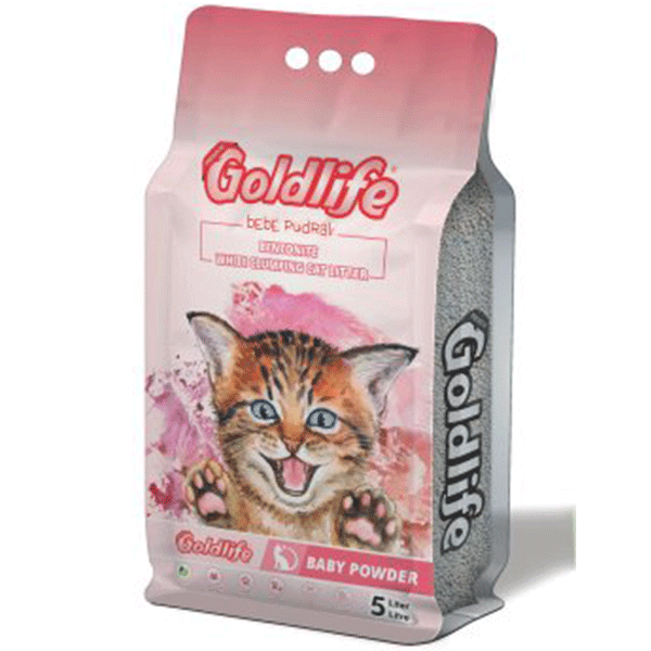 GoldLife Kalın Taneli Bebek Pudralı Topaklanan Bentonit Kedi Kumu 5 Lt