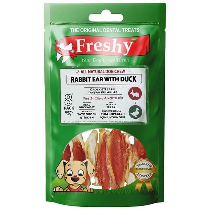 Freshy Ördek Eti Kaplı Tavşan Kulağı Köpek Ödülü 100 Gr