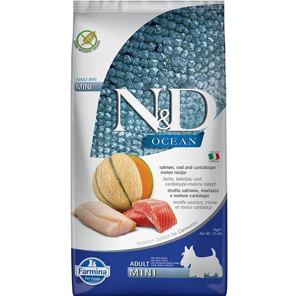 N&D Ocean Somon ve Morina Balıklı Mini Yetişkin Köpek Maması 7 Kg