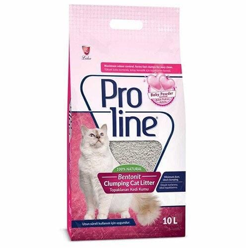 Proline Bebek Pudralı İnce Taneli Topaklanan Bentonit Kedi Kumu 10 lt