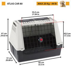 Feplast Atlas Car 80 Küçük ve Orta Irk Araç İçi Köpek Taşıma Çantası Gri 82x51x61 Cm