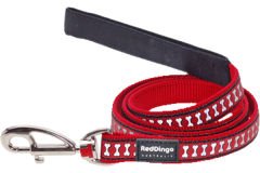 Red Dingo Reflektörlü Kemik Desenli Köpek Uzatma Tasması Kırmızı 15 Mm