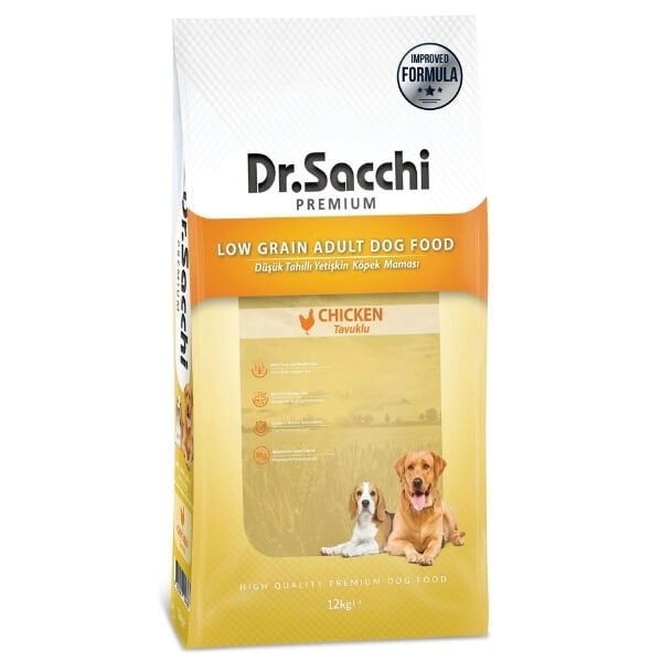 Dr.Sacchi Premium Tavuklu Düşük Tahıllı Yetişkin Köpek Maması 12 Kg