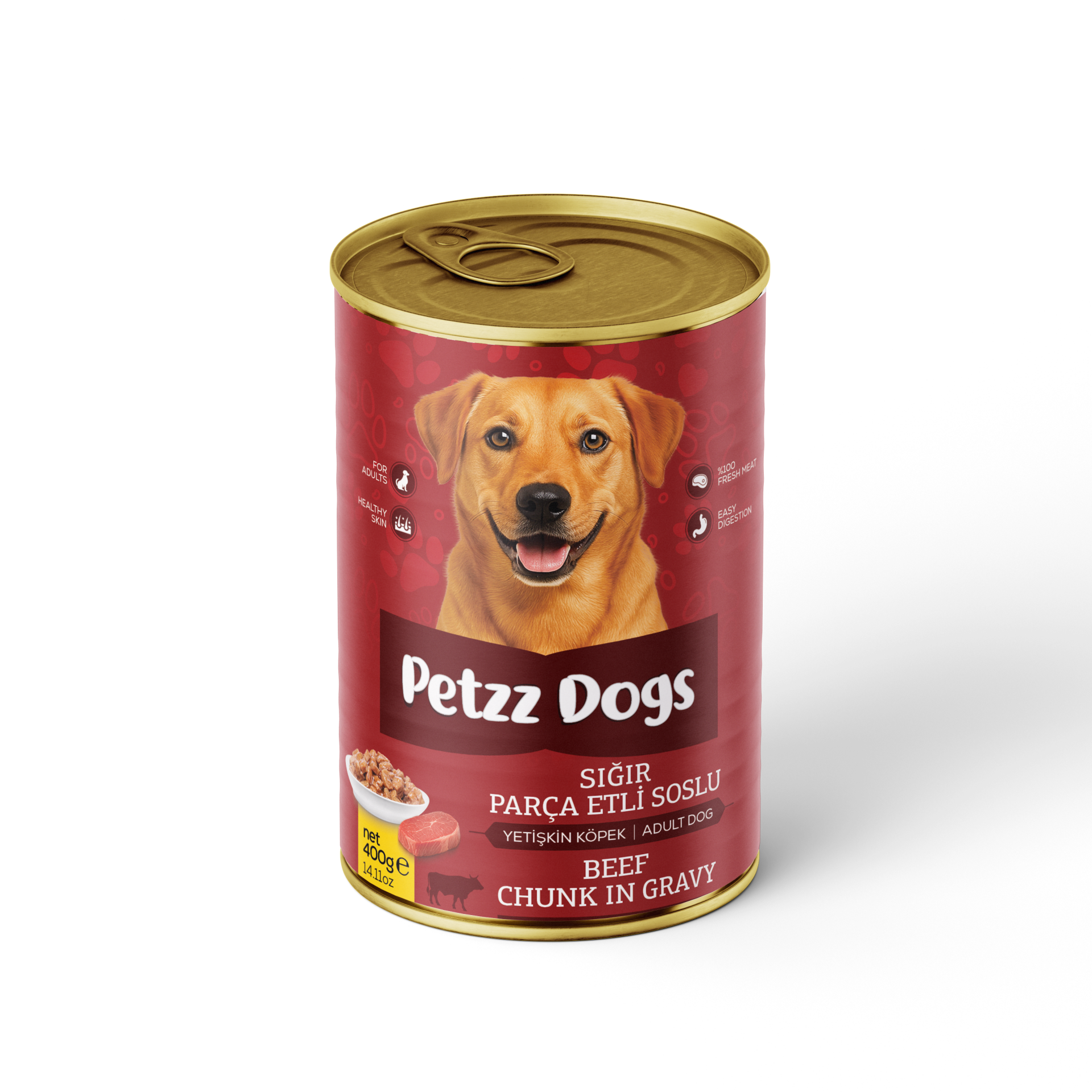 PetzzDogs Sığır Etli Yetişkin Köpek Konservesi 400 Gr 1 Adet