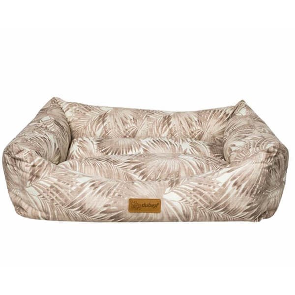 Dubex Makaron Dikdörtgen Köpek Yatağı Kahverengi Yapraklı Medium 62x44x22 Cm