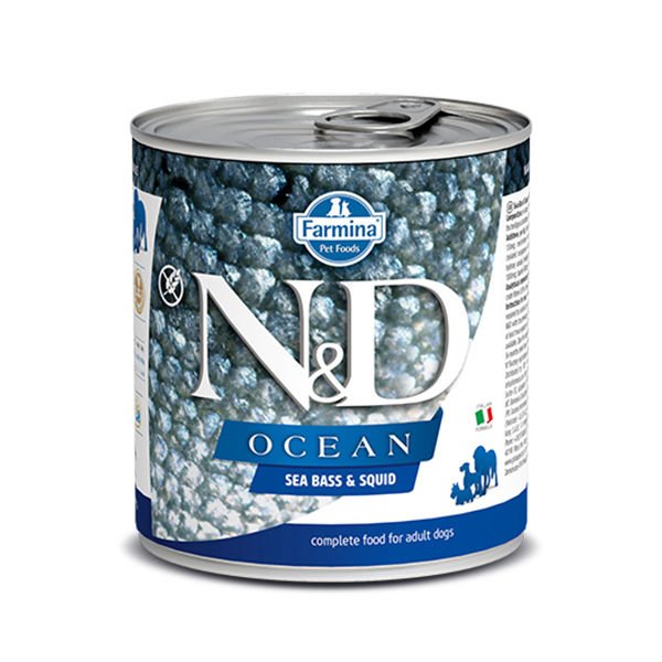 N&D Ocean Levrek ve Mürekkep Balıklı Konserve Köpek Maması 285 Gr
