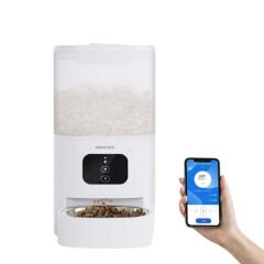 Pawgether Wifi Bağlantılı Otomatik Kedi ve Köpek Mama Kabı 18.8x18.8x35.5 Cm 4Lt Beyaz