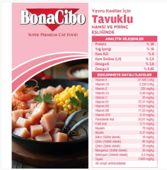 BonaCibo Tavuklu (Hamsi ve Pirinç eşliğinde) Yavru Kedi Maması 1.5 Kg