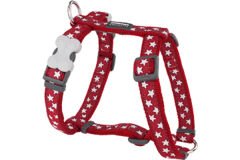 Red Dingo Stars Hot Kırmızı Beyaz Yıldızlı Köpek Göğüs Tasması 12 Mm