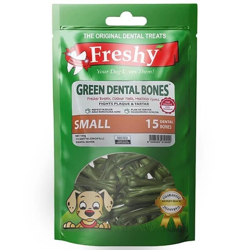 Freshy Dental Yeşil Kemik Köpek Ödülü 15'li Paket - 150 gr