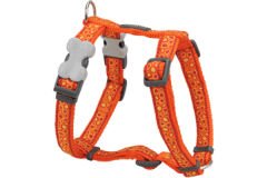 Red Dingo Harness Bedrock Desenli Köpek Göğüs Tasması Turuncu 12 Mm