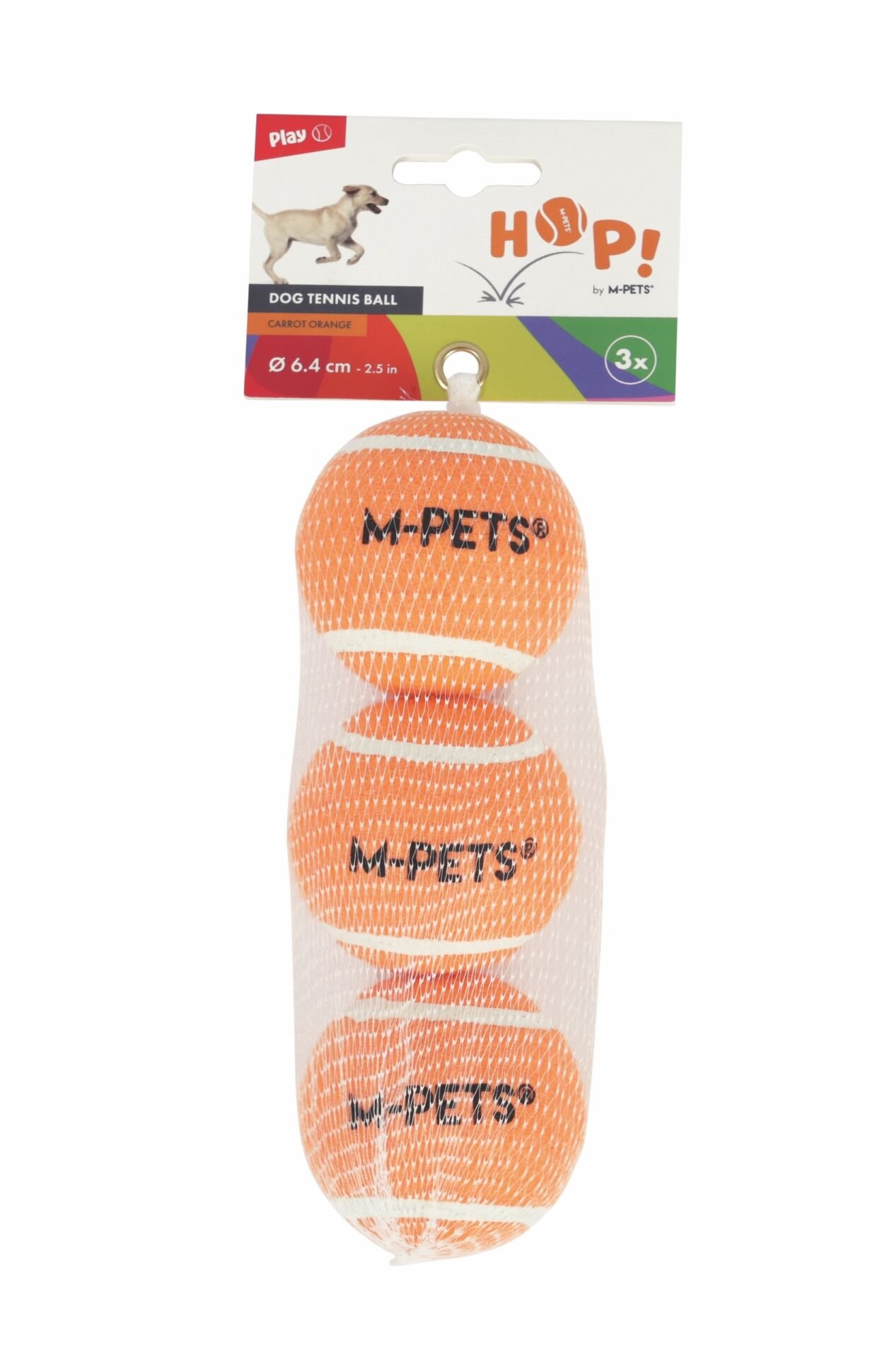 M-Pets Hop Tenis Topu Köpek Oyuncağı 6.4 Cm 3 Adet Turuncu