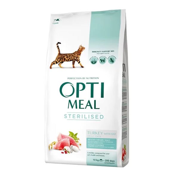 Optimeal Sterilised Hindi Etli ve Yulaflı Kısırlaştırılmış Kedi Maması 10 Kg