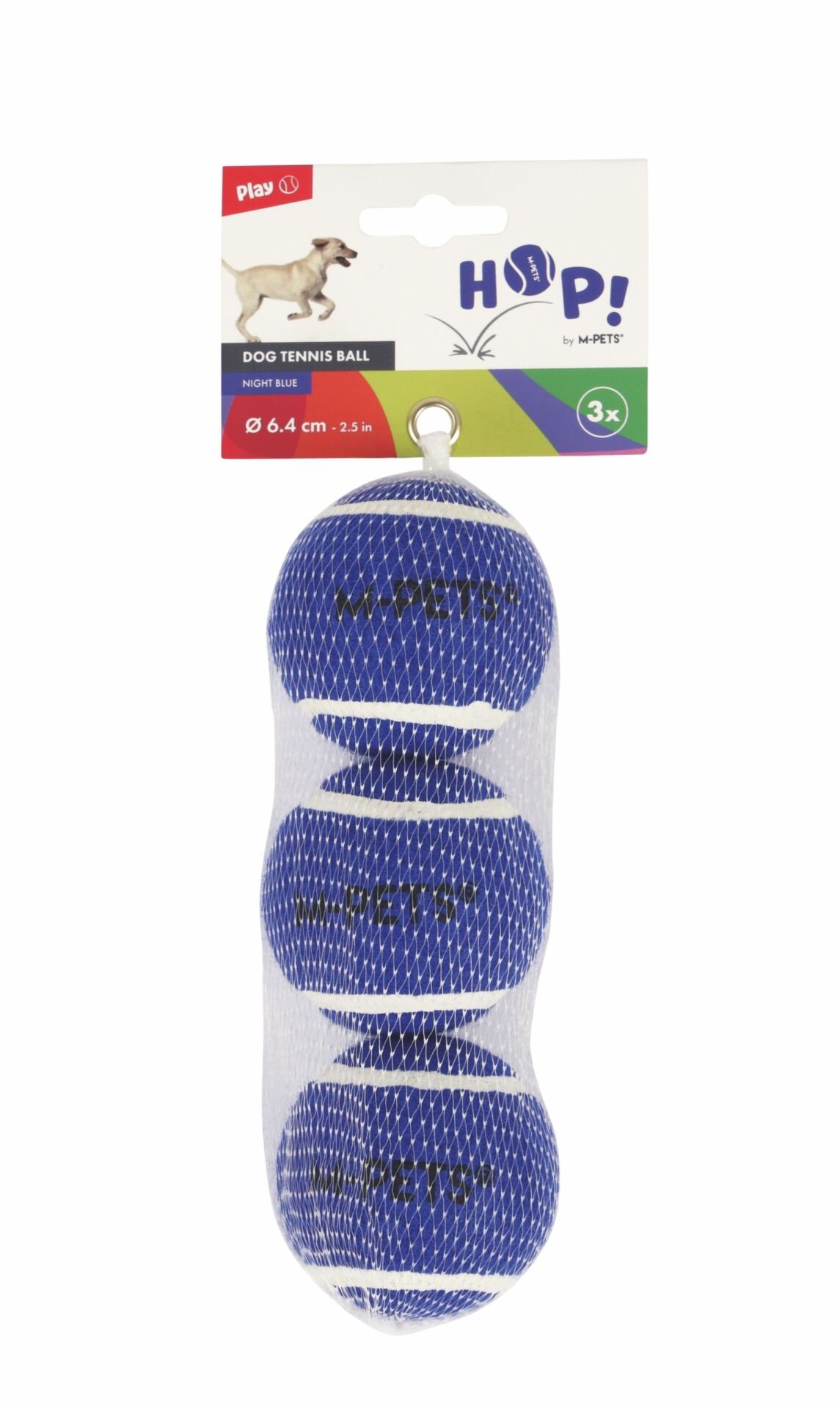 M-Pets Hop Tenis Topu Köpek Oyuncağı 6.4 Cm 3 Adet Mavi