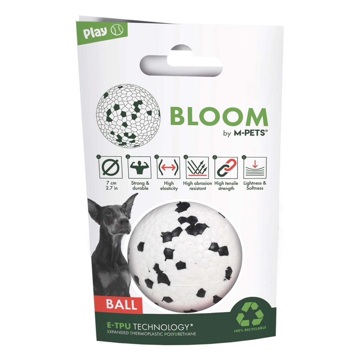 M-Pets Bloom Ball Parçalanmaz Top Köpek Oyuncağı 7 Cm Beyaz