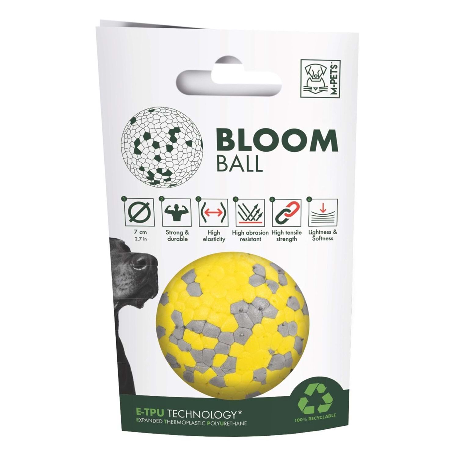 M-Pets Bloom Ball Parçalanmaz Top Köpek Oyuncağı 7 Cm Sarı