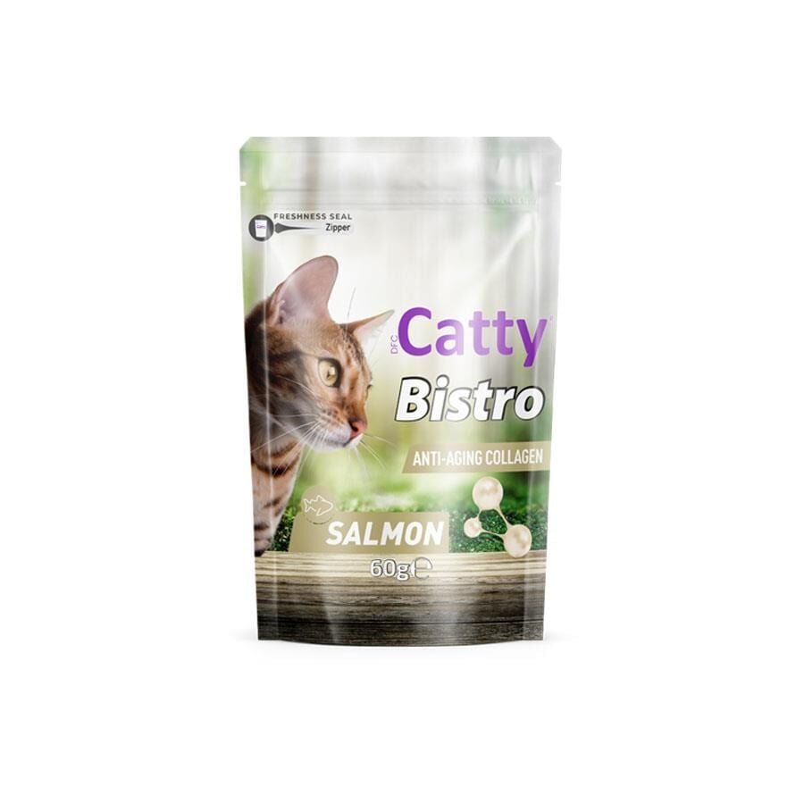 Catty Bistro Yaşlanma Karşıtı Kolajen Somonlu Kedi Ödül Maması 60 Gr
