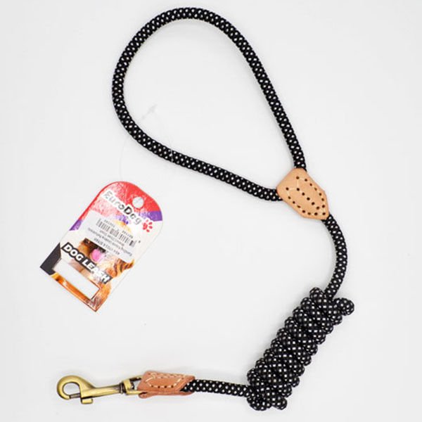 Euro Dog Köpek Uzatma Tasması Reflektörlü Siyah 10 Mm 120 Cm