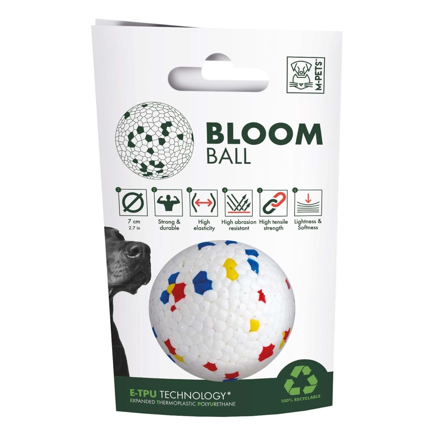 M-Pets Bloom Ball Parçalanmaz Top Köpek Oyuncağı 7 Cm Renkli