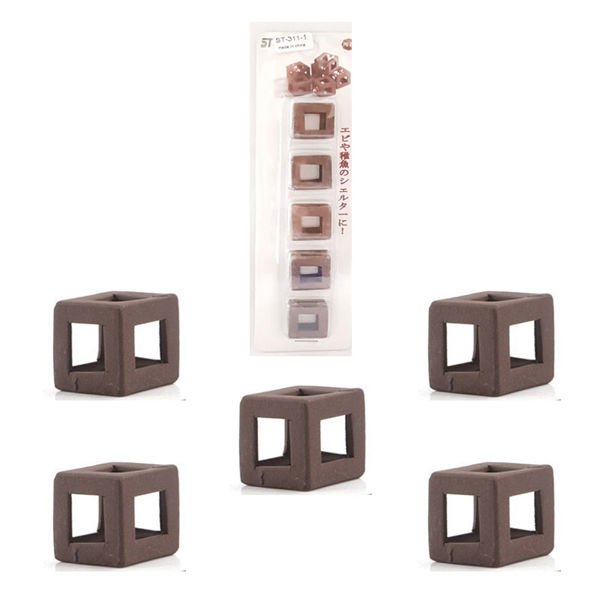 Chicos Akvaryum Karides Seramik Küp Kalın Kahverengi 5 Adet 2x2 Cm