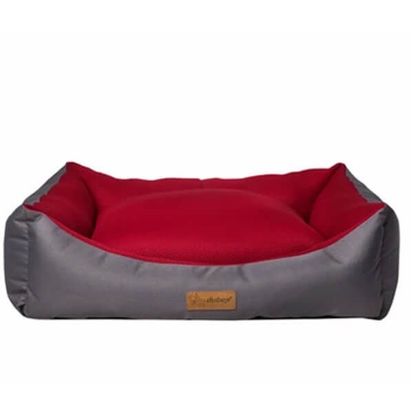 Dubex Dondurma Dikdörtgen Köpek ve Kedi Yatağı Gri/Kırmızı Medium 62x44x22 Cm