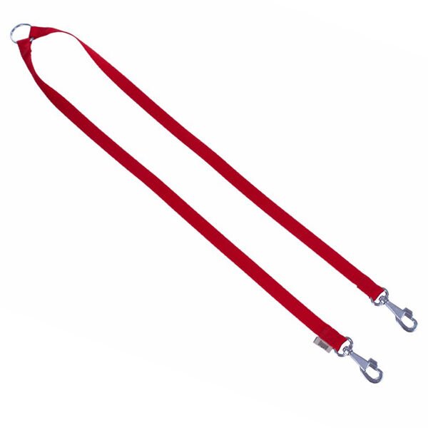 Doggie Dokuma Çift Köpek Gezdirme Tasma Aparatı Medium Kırmızı 2x60-60 Cm