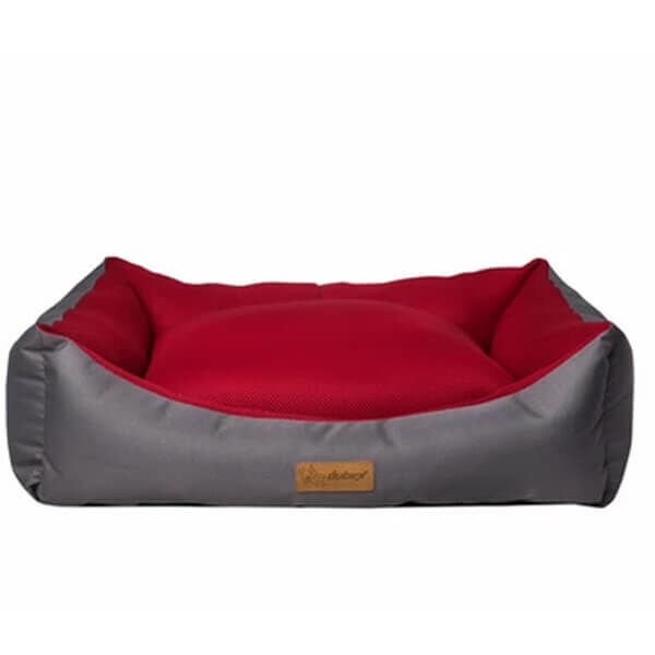 Dubex Dondurma Dikdörtgen Köpek ve Kedi Yatağı Gri/Kırmızı Large 78x60x22 Cm