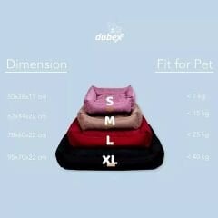 Dubex Dondurma Dikdörtgen Köpek ve Kedi Yatağı Gri/Kırmızı Large 78x60x22 Cm