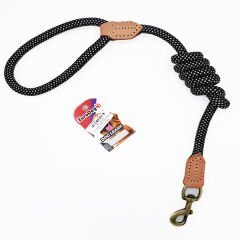 Euro Dog Reflektörlü Köpek Uzatma Tasması Kahverengi/Siyah 14 Mm 120 Cm