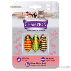 Champion Renkli Fare Kedi Oyuncağı 3 Adet