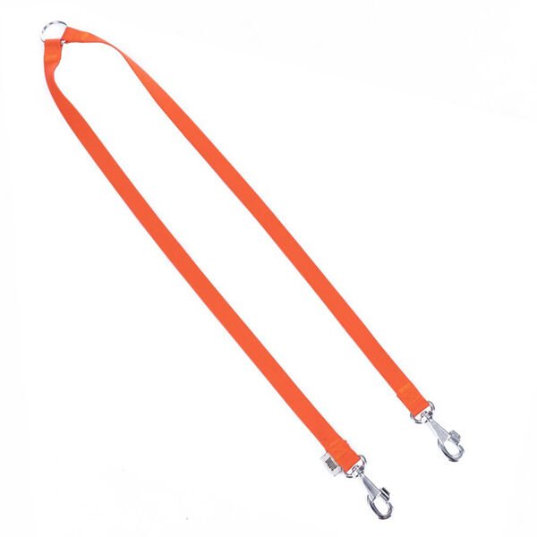 Doggie Dokuma Çift Köpek Gezdirme Tasma Aparatı Medium Turuncu 2x60-60 Cm