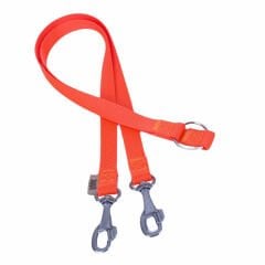 Doggie Dokuma Çift Köpek Gezdirme Tasma Aparatı Medium Turuncu 2x60-60 Cm