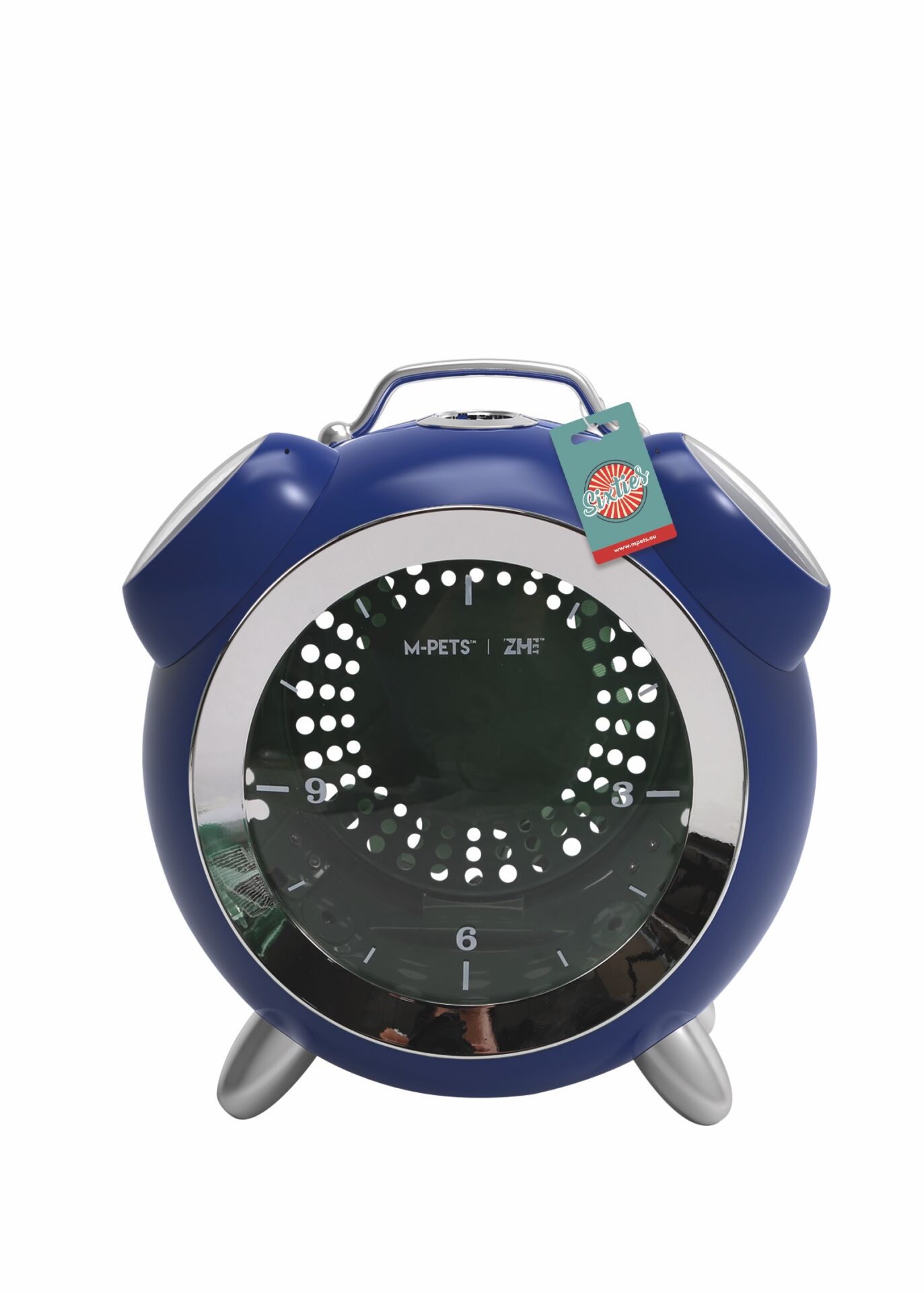 M-Pets Sixties Saat Şeklinde Kedi ve Küçük Irk Köpek Taşıma Çantası 40x44x26 Cm Mavi